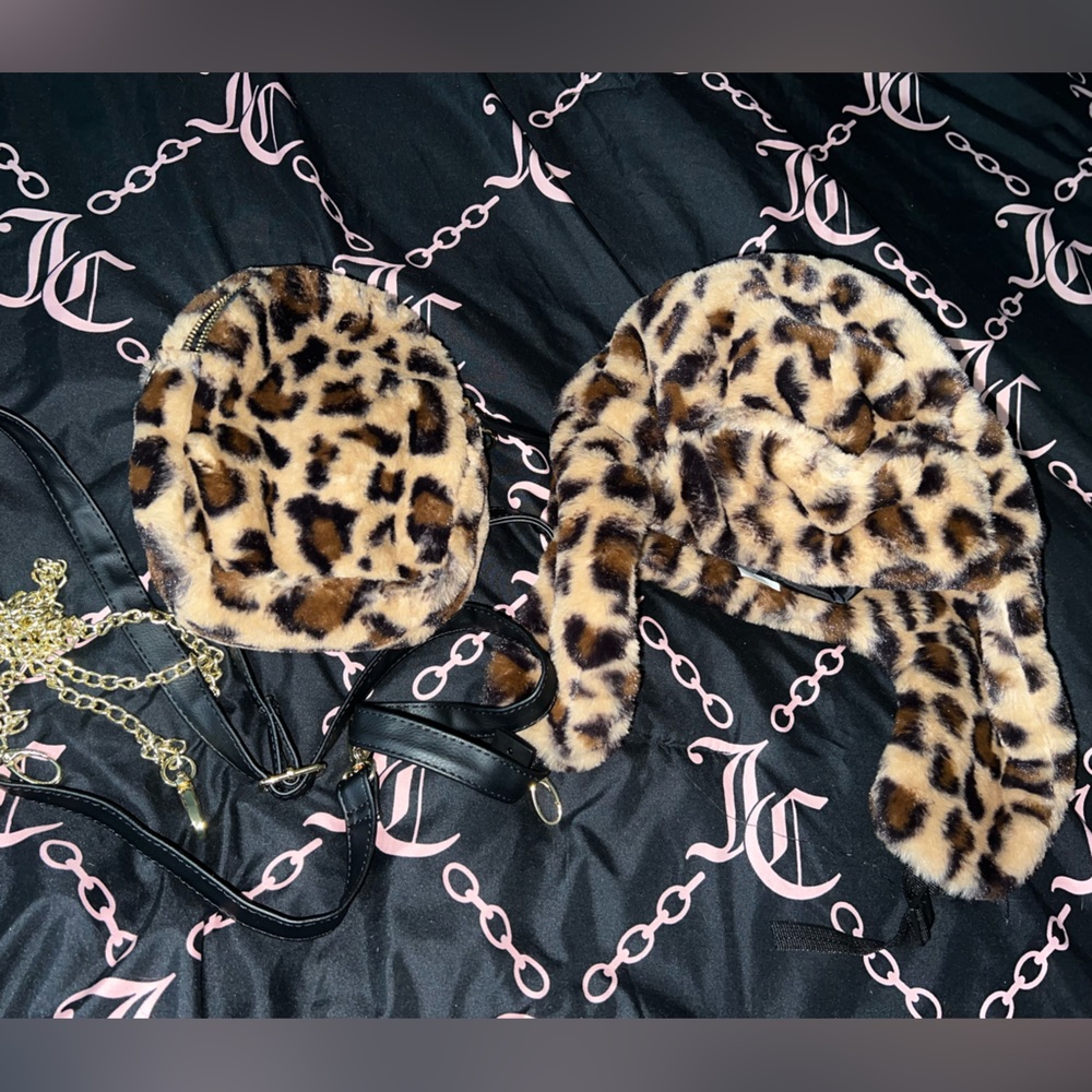 Fur hat + bag (matching set)